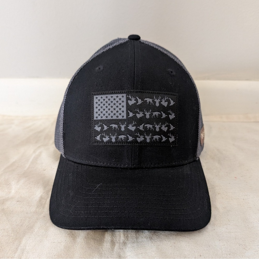Columbia‎ PHG Performance Hunt Gear Flex Fit Ball Cap Trucker Hat M/L Black Gray